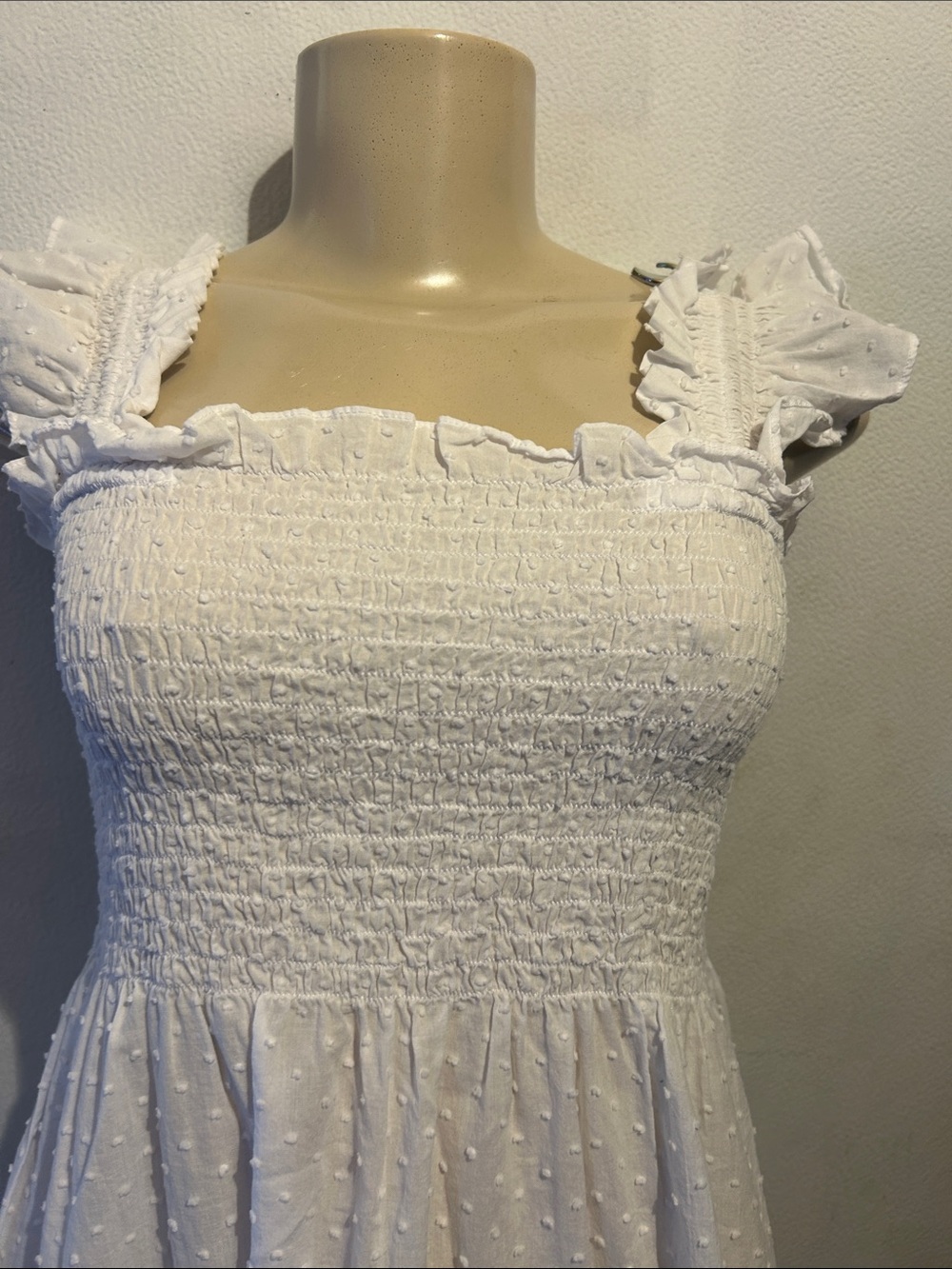 Hill House White Smocked Tiered Maxi Dress with Flutter Straps - Picture 4 of 11